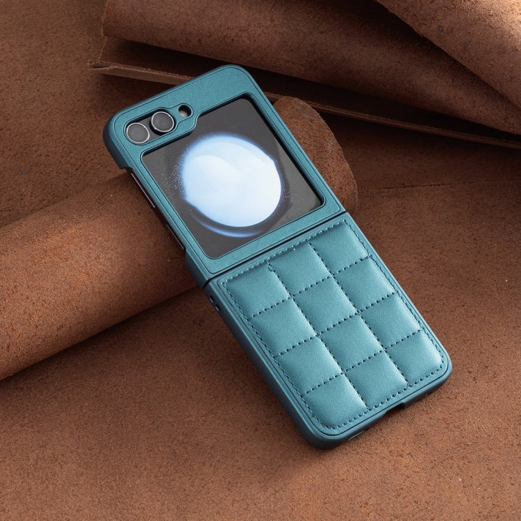 Custodia per telefono con cover posteriore in pelle di forma quadrata, For Samsung Galaxy Z Flip6 / Flip7 FE, For Samsung Galaxy Z Flip5, For Samsung Galaxy Z Flip4, For Samsung Galaxy Z Flip3