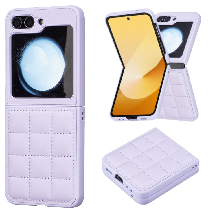 Custodia per telefono con cover posteriore in pelle di forma quadrata, For Samsung Galaxy Z Flip6 / Flip7 FE, For Samsung Galaxy Z Flip5, For Samsung Galaxy Z Flip4, For Samsung Galaxy Z Flip3