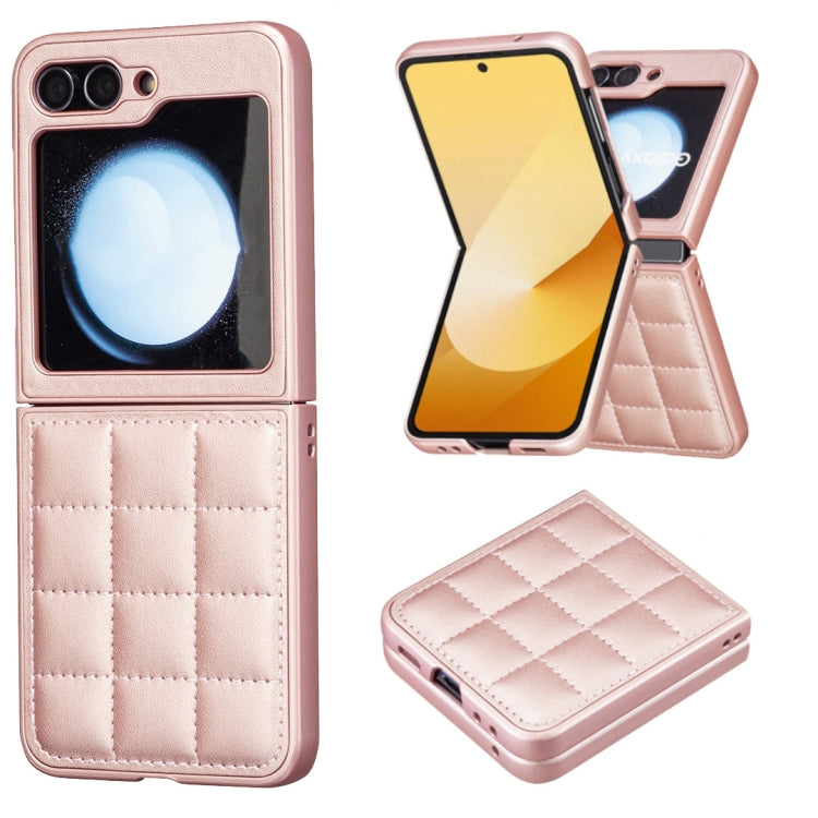 Custodia per telefono con cover posteriore in pelle di forma quadrata, For Samsung Galaxy Z Flip6 / Flip7 FE, For Samsung Galaxy Z Flip5, For Samsung Galaxy Z Flip4, For Samsung Galaxy Z Flip3