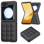 Custodia per telefono con cover posteriore in pelle di forma quadrata, For Samsung Galaxy Z Flip6 / Flip7 FE, For Samsung Galaxy Z Flip5, For Samsung Galaxy Z Flip4, For Samsung Galaxy Z Flip3
