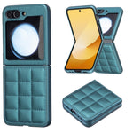 Custodia per telefono con cover posteriore in pelle di forma quadrata, For Samsung Galaxy Z Flip6 / Flip7 FE, For Samsung Galaxy Z Flip5, For Samsung Galaxy Z Flip4, For Samsung Galaxy Z Flip3