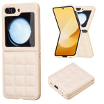 Custodia per telefono con cover posteriore in pelle di forma quadrata, For Samsung Galaxy Z Flip6 / Flip7 FE, For Samsung Galaxy Z Flip5, For Samsung Galaxy Z Flip4, For Samsung Galaxy Z Flip3