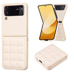 Custodia per telefono con cover posteriore in pelle di forma quadrata, For Samsung Galaxy Z Flip6 / Flip7 FE, For Samsung Galaxy Z Flip5, For Samsung Galaxy Z Flip4, For Samsung Galaxy Z Flip3