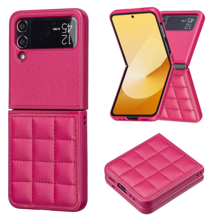 Custodia per telefono con cover posteriore in pelle di forma quadrata, For Samsung Galaxy Z Flip6 / Flip7 FE, For Samsung Galaxy Z Flip5, For Samsung Galaxy Z Flip4, For Samsung Galaxy Z Flip3