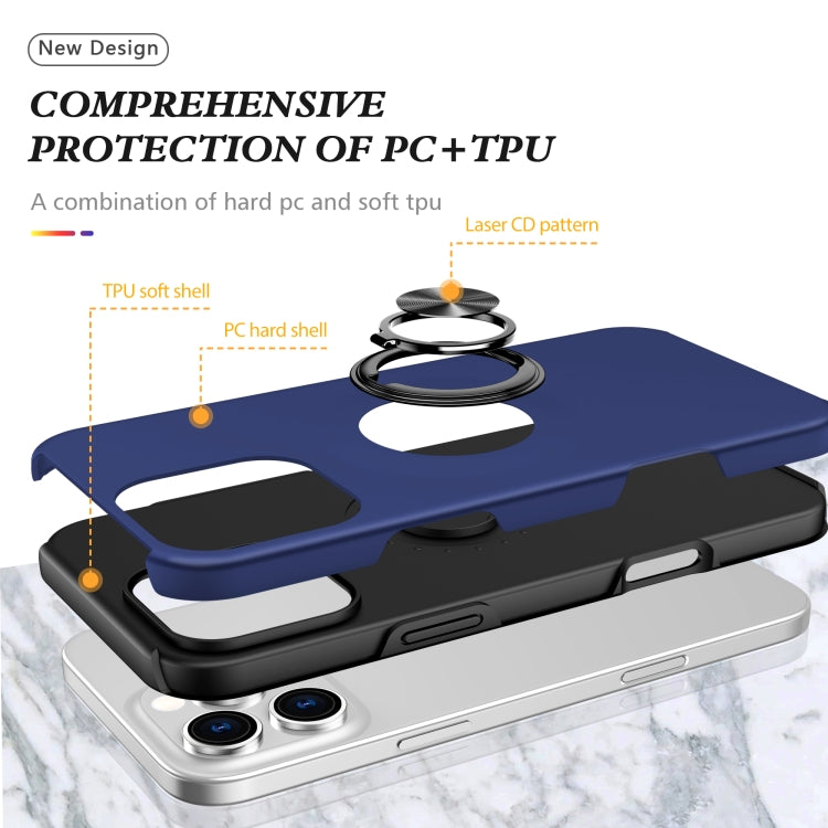 Custodia per telefono con supporto magnetico ad anello in TPU ibrido PC, For iPhone 16 Pro Max, For iPhone 16 Pro, For iPhone 16 Plus