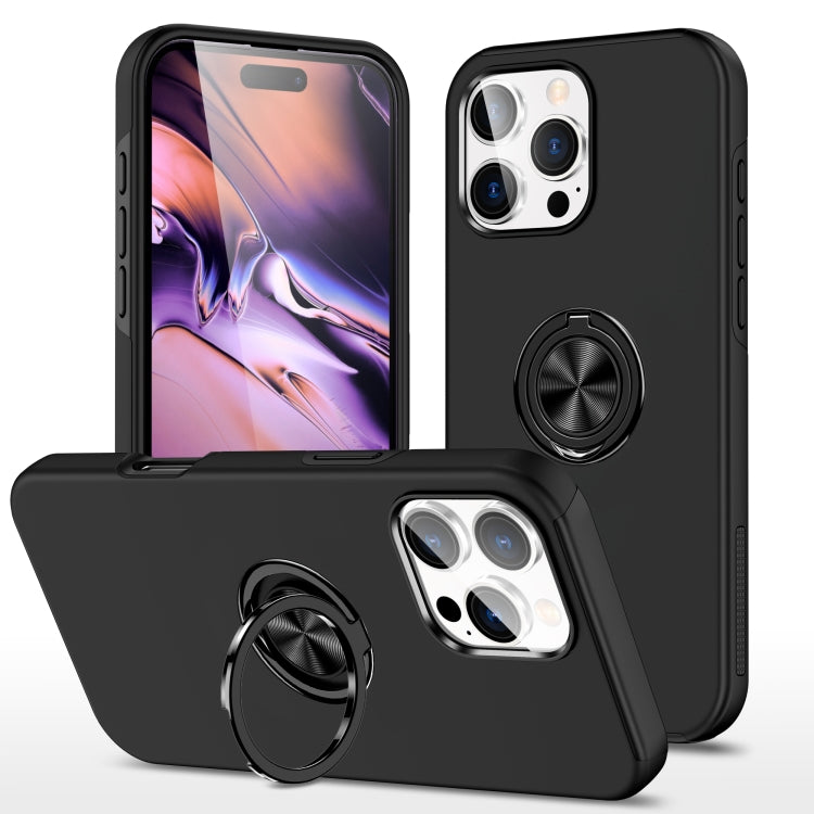 Custodia per telefono con supporto magnetico ad anello in TPU ibrido PC, For iPhone 16 Pro Max, For iPhone 16 Pro, For iPhone 16 Plus