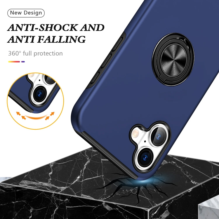 Custodia per telefono con supporto magnetico ad anello in TPU ibrido PC, For iPhone 16