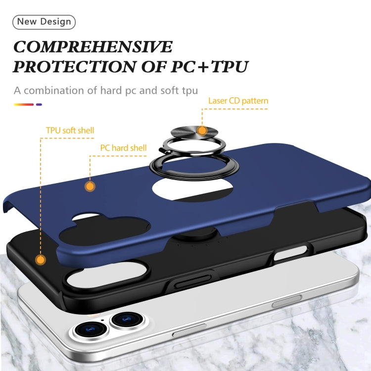 Custodia per telefono con supporto magnetico ad anello in TPU ibrido PC, For iPhone 16