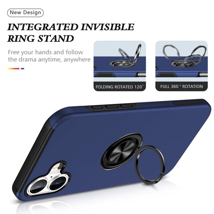 Custodia per telefono con supporto magnetico ad anello in TPU ibrido PC, For iPhone 16