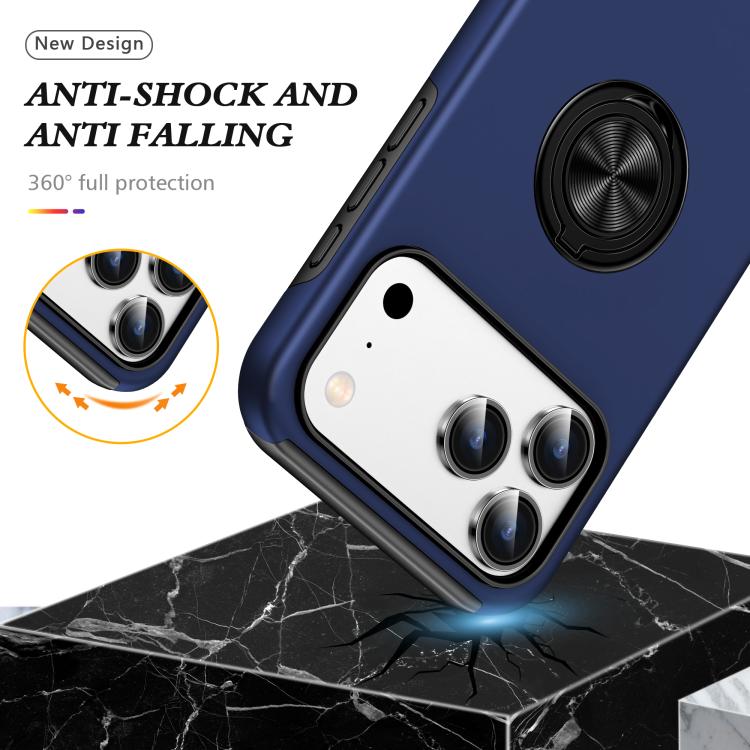 Custodia per telefono con supporto magnetico ad anello in TPU ibrido PC, For iPhone 17 Pro Max, For iPhone 17, For iPhone Air