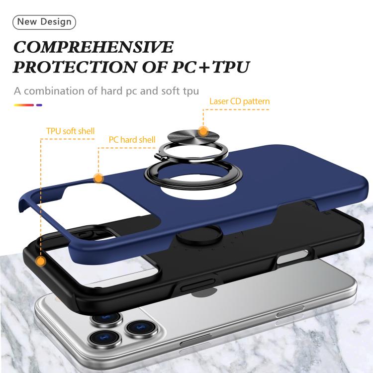 Custodia per telefono con supporto magnetico ad anello in TPU ibrido PC, For iPhone 17 Pro Max, For iPhone 17, For iPhone Air