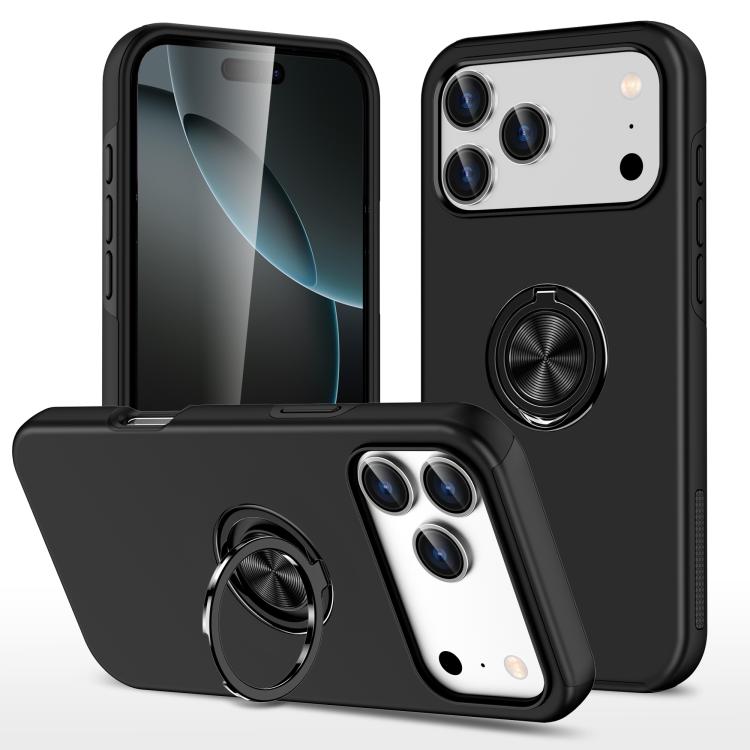 Custodia per telefono con supporto magnetico ad anello in TPU ibrido PC, For iPhone 17 Pro Max, For iPhone 17, For iPhone Air