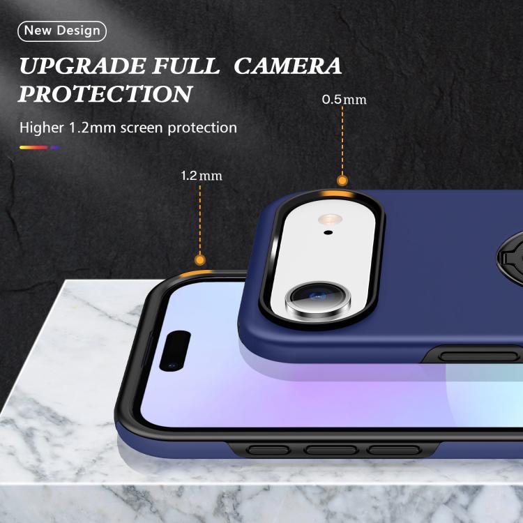 Custodia per telefono con supporto magnetico ad anello in TPU ibrido PC, For iPhone 16 Pro Max, For iPhone 16 Pro, For iPhone 16 Plus