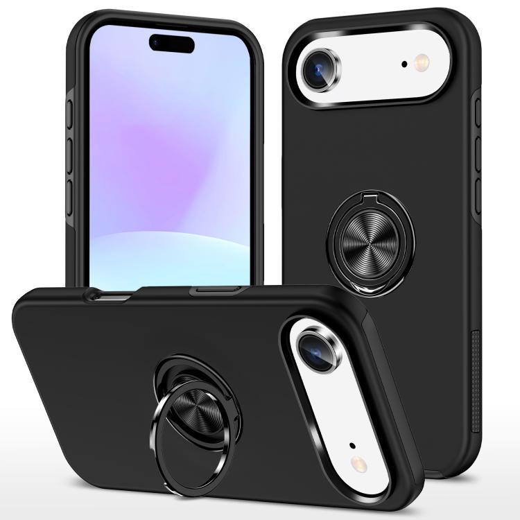 Custodia per telefono con supporto magnetico ad anello in TPU ibrido PC, For iPhone 16 Pro Max, For iPhone 16 Pro, For iPhone 16 Plus