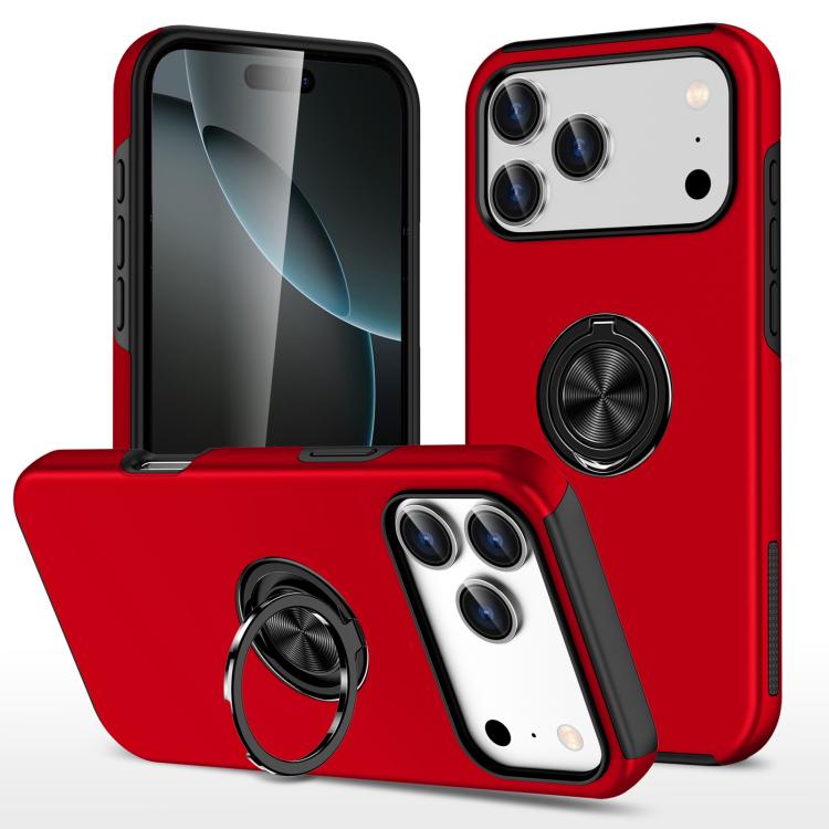 Custodia per telefono con supporto magnetico ad anello in TPU ibrido PC, For iPhone 17 Pro Max, For iPhone 17, For iPhone Air