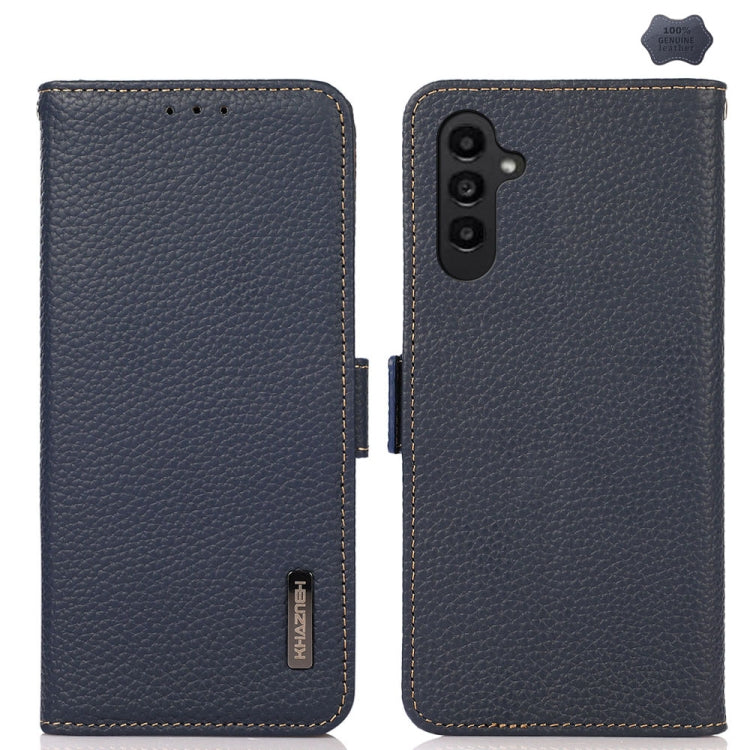 Custodia per telefono in vera pelle Litchi magnetica laterale KHAZNEH RFID, For Samsung Galaxy A36, For Samsung Galaxy A16 5G, For Samsung Galaxy A06 4G