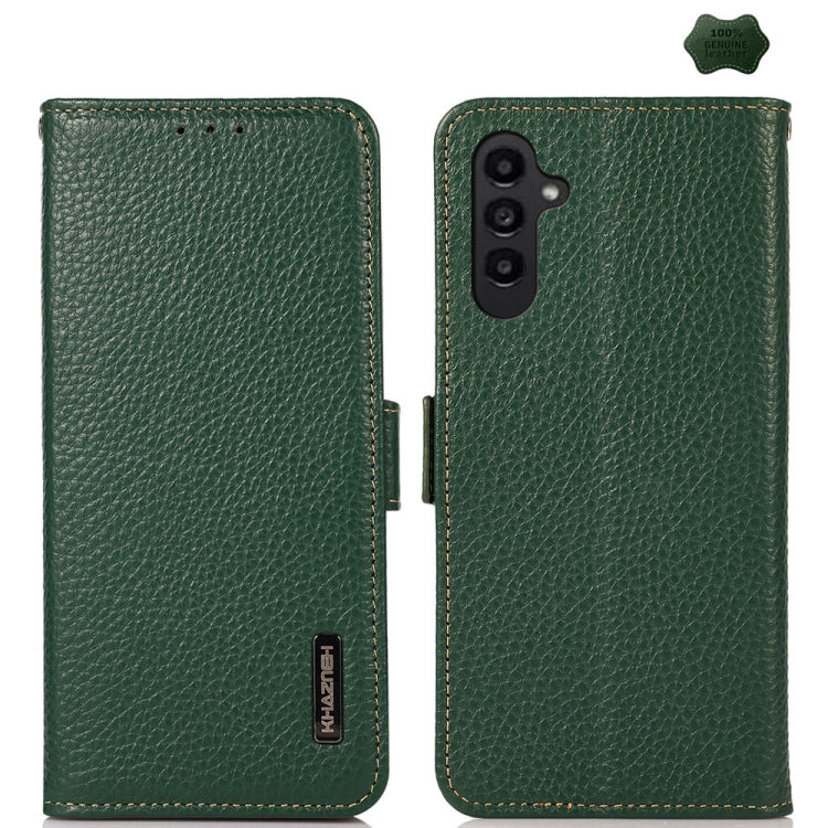 Custodia per telefono in vera pelle Litchi magnetica laterale KHAZNEH RFID, For Samsung Galaxy A36, For Samsung Galaxy A16 5G, For Samsung Galaxy A06 4G
