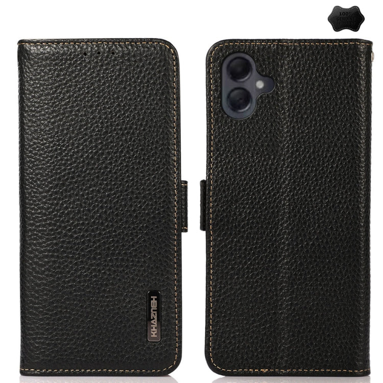 Custodia per telefono in vera pelle Litchi magnetica laterale KHAZNEH RFID, For Samsung Galaxy A36, For Samsung Galaxy A16 5G, For Samsung Galaxy A06 4G