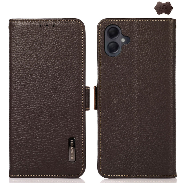 Custodia per telefono in vera pelle Litchi magnetica laterale KHAZNEH RFID, For Samsung Galaxy A36, For Samsung Galaxy A16 5G, For Samsung Galaxy A06 4G