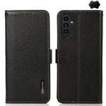 Custodia per telefono in vera pelle Litchi magnetica laterale KHAZNEH RFID, For Samsung Galaxy A36, For Samsung Galaxy A16 5G, For Samsung Galaxy A06 4G