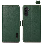 Custodia per telefono in vera pelle Litchi magnetica laterale KHAZNEH RFID, For Samsung Galaxy A36, For Samsung Galaxy A16 5G, For Samsung Galaxy A06 4G
