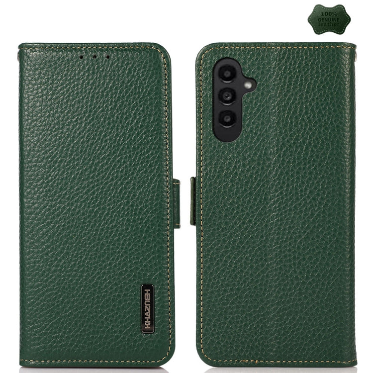 Custodia per telefono in vera pelle Litchi magnetica laterale KHAZNEH RFID, For Samsung Galaxy A36, For Samsung Galaxy A16 5G, For Samsung Galaxy A06 4G