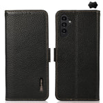 Custodia per telefono in vera pelle Litchi magnetica laterale KHAZNEH RFID, For Samsung Galaxy A37 5G, For Samsung Galaxy A27 5G, For Samsung Galaxy A07 5G, For Samsung Galaxy A17 5G/A18 5G, For Samsung Galaxy A56 5G, For Samsung Galaxy A26 5G