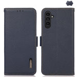Custodia per telefono in vera pelle Litchi magnetica laterale KHAZNEH RFID, For Samsung Galaxy A37 5G, For Samsung Galaxy A27 5G, For Samsung Galaxy A07 5G, For Samsung Galaxy A17 5G/A18 5G, For Samsung Galaxy A56 5G, For Samsung Galaxy A26 5G