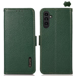 Custodia per telefono in vera pelle Litchi magnetica laterale KHAZNEH RFID, For Samsung Galaxy A37 5G, For Samsung Galaxy A27 5G, For Samsung Galaxy A07 5G, For Samsung Galaxy A17 5G/A18 5G, For Samsung Galaxy A56 5G, For Samsung Galaxy A26 5G