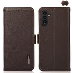 Custodia per telefono in vera pelle Litchi magnetica laterale KHAZNEH RFID, For Samsung Galaxy A37 5G, For Samsung Galaxy A27 5G, For Samsung Galaxy A07 5G, For Samsung Galaxy A17 5G/A18 5G, For Samsung Galaxy A56 5G, For Samsung Galaxy A26 5G
