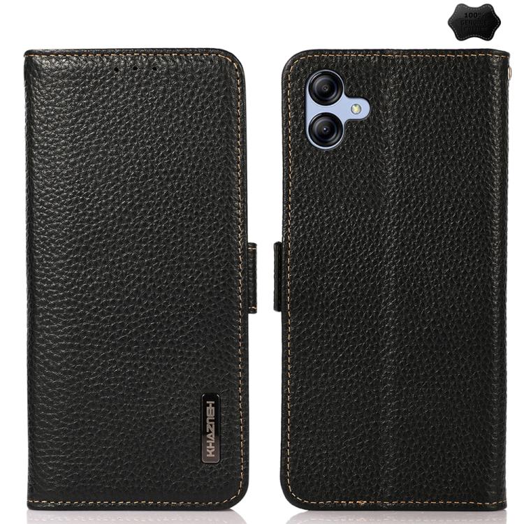 Custodia per telefono in vera pelle Litchi magnetica laterale KHAZNEH RFID, For Samsung Galaxy A37 5G, For Samsung Galaxy A27 5G, For Samsung Galaxy A07 5G, For Samsung Galaxy A17 5G/A18 5G, For Samsung Galaxy A56 5G, For Samsung Galaxy A26 5G