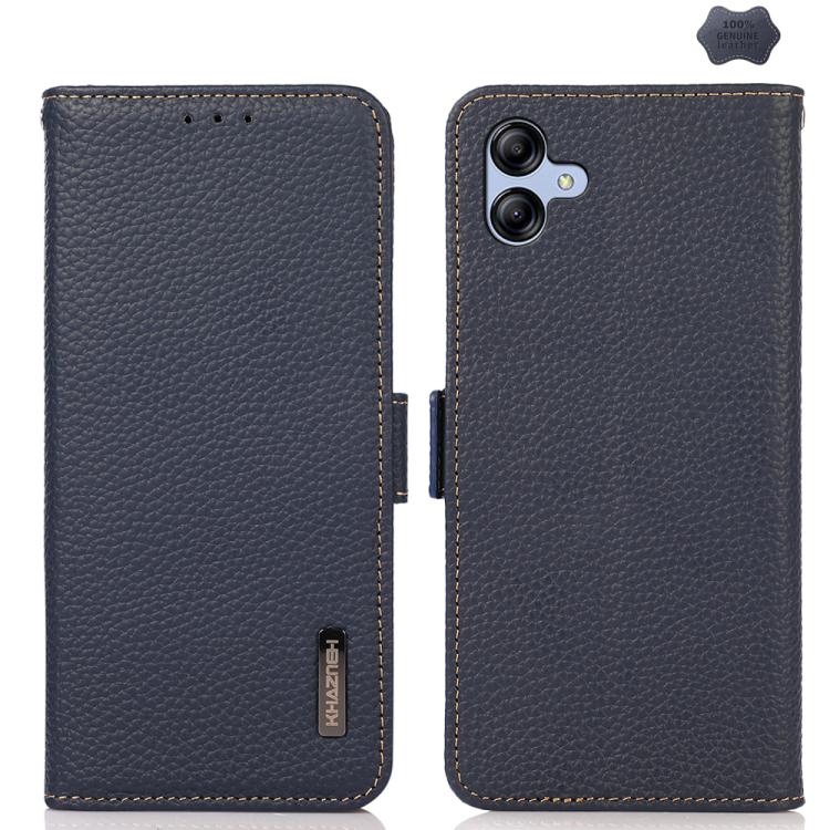 Custodia per telefono in vera pelle Litchi magnetica laterale KHAZNEH RFID, For Samsung Galaxy A37 5G, For Samsung Galaxy A27 5G, For Samsung Galaxy A07 5G, For Samsung Galaxy A17 5G/A18 5G, For Samsung Galaxy A56 5G, For Samsung Galaxy A26 5G