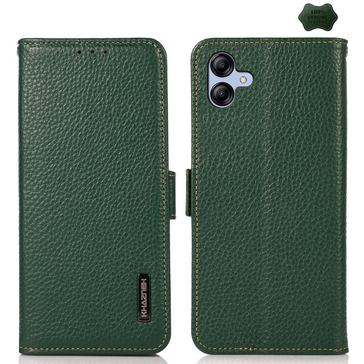 Custodia per telefono in vera pelle Litchi magnetica laterale KHAZNEH RFID, For Samsung Galaxy A37 5G, For Samsung Galaxy A27 5G, For Samsung Galaxy A07 5G, For Samsung Galaxy A17 5G/A18 5G, For Samsung Galaxy A56 5G, For Samsung Galaxy A26 5G