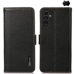 Custodia per telefono in vera pelle Litchi magnetica laterale KHAZNEH RFID, For Samsung Galaxy A37 5G, For Samsung Galaxy A27 5G, For Samsung Galaxy A07 5G, For Samsung Galaxy A17 5G/A18 5G, For Samsung Galaxy A56 5G, For Samsung Galaxy A26 5G