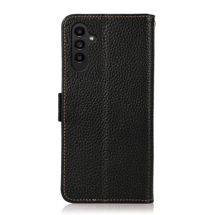 Custodia per telefono in vera pelle Litchi magnetica laterale KHAZNEH RFID, For Samsung Galaxy A37 5G, For Samsung Galaxy A27 5G, For Samsung Galaxy A07 5G, For Samsung Galaxy A17 5G/A18 5G, For Samsung Galaxy A56 5G, For Samsung Galaxy A26 5G