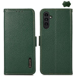 Custodia per telefono in vera pelle Litchi magnetica laterale KHAZNEH RFID, For Samsung Galaxy A37 5G, For Samsung Galaxy A27 5G, For Samsung Galaxy A07 5G, For Samsung Galaxy A17 5G/A18 5G, For Samsung Galaxy A56 5G, For Samsung Galaxy A26 5G