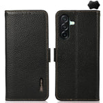 Custodia per telefono in vera pelle Litchi magnetica laterale KHAZNEH RFID, For Samsung Galaxy A37 5G, For Samsung Galaxy A27 5G, For Samsung Galaxy A07 5G, For Samsung Galaxy A17 5G/A18 5G, For Samsung Galaxy A56 5G, For Samsung Galaxy A26 5G