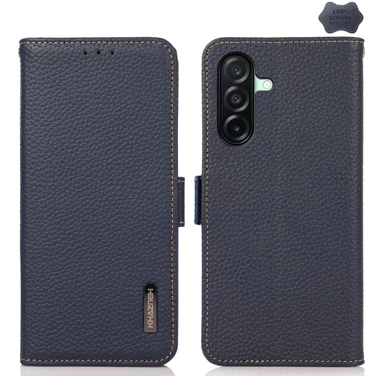 Custodia per telefono in vera pelle Litchi magnetica laterale KHAZNEH RFID, For Samsung Galaxy A37 5G, For Samsung Galaxy A27 5G, For Samsung Galaxy A07 5G, For Samsung Galaxy A17 5G/A18 5G, For Samsung Galaxy A56 5G, For Samsung Galaxy A26 5G