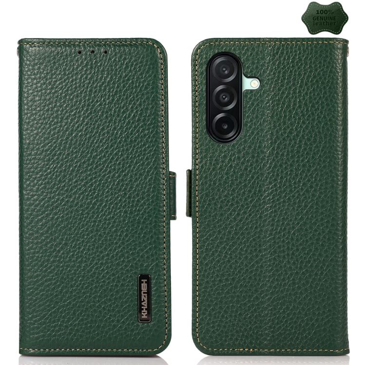 Custodia per telefono in vera pelle Litchi magnetica laterale KHAZNEH RFID, For Samsung Galaxy A37 5G, For Samsung Galaxy A27 5G, For Samsung Galaxy A07 5G, For Samsung Galaxy A17 5G/A18 5G, For Samsung Galaxy A56 5G, For Samsung Galaxy A26 5G
