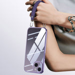 Custodia per telefono con cornice morbida in TPU trasparente elettrolitico SULADA con cinturino da polso, For iPhone 13 Pro Max, For iPhone 13 Pro, For iPhone 13