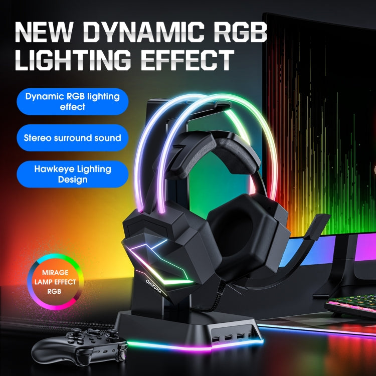 ONIKUMA X20 RGB Cuffie da gioco cablate colorate montate sulla testa, lunghezza: 1,8 m, X20
