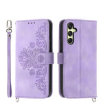 Custodia per telefono in pelle con portafoglio in rilievo con fiori Skin Feel, For Samsung Galaxy A57 5G, For Samsung Galaxy A37 5G, For Galaxy A27 5G, For Samsung Galaxy A26 5G / A16 / A17 4G