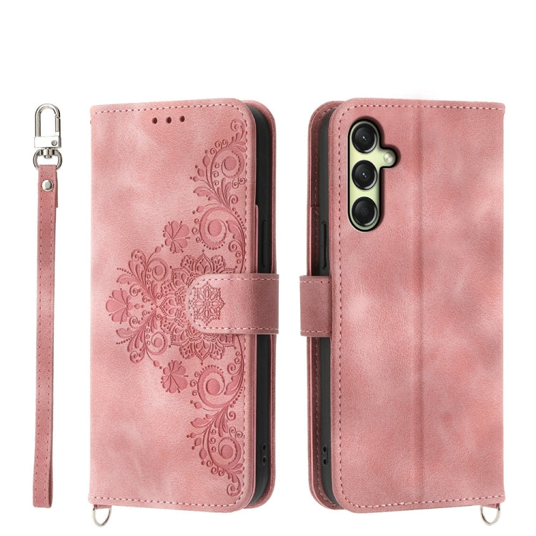 Custodia per telefono in pelle con portafoglio in rilievo con fiori Skin Feel, For Samsung Galaxy A57 5G, For Samsung Galaxy A37 5G, For Galaxy A27 5G, For Samsung Galaxy A26 5G / A16 / A17 4G