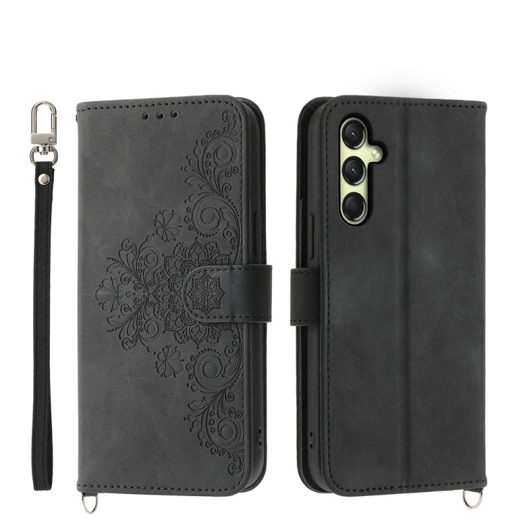 Custodia per telefono in pelle con portafoglio in rilievo con fiori Skin Feel, For Samsung Galaxy A57 5G, For Samsung Galaxy A37 5G, For Galaxy A27 5G, For Samsung Galaxy A26 5G / A16 / A17 4G