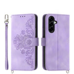 Custodia per telefono in pelle con portafoglio in rilievo con fiori Skin Feel, For Samsung Galaxy A57 5G, For Samsung Galaxy A37 5G, For Galaxy A27 5G, For Samsung Galaxy A26 5G / A16 / A17 4G