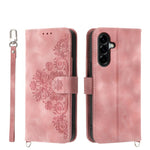 Custodia per telefono in pelle con portafoglio in rilievo con fiori Skin Feel, For Samsung Galaxy A57 5G, For Samsung Galaxy A37 5G, For Galaxy A27 5G, For Samsung Galaxy A26 5G / A16 / A17 4G