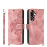 Custodia per telefono in pelle con portafoglio in rilievo con fiori Skin Feel, For Samsung Galaxy A57 5G, For Samsung Galaxy A37 5G, For Galaxy A27 5G, For Samsung Galaxy A26 5G / A16 / A17 4G