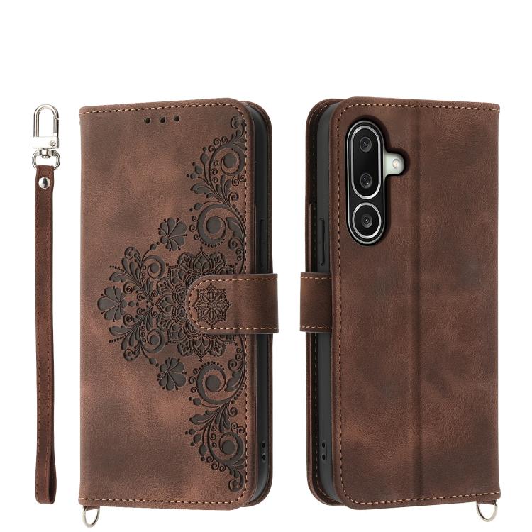 Custodia per telefono in pelle con portafoglio in rilievo con fiori Skin Feel, For Samsung Galaxy A57 5G, For Samsung Galaxy A37 5G, For Galaxy A27 5G, For Samsung Galaxy A26 5G / A16 / A17 4G