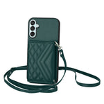 Custodia per telefono RFID con custodia per carte con trama rombica e cordino lungo, For Samsung Galaxy F15 / M15