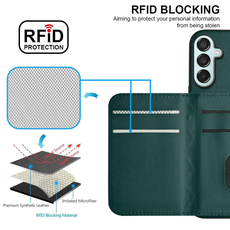 Custodia per telefono RFID con custodia per carte con trama rombica e cordino lungo, For Samsung Galaxy F15 / M15